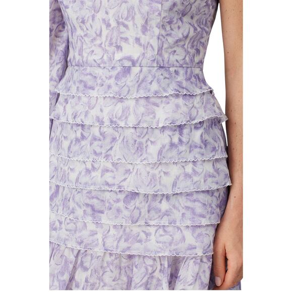 La Maison Talulah one-shoulder dress in lavender cream floral print in Medium. - Picture 2 of 9